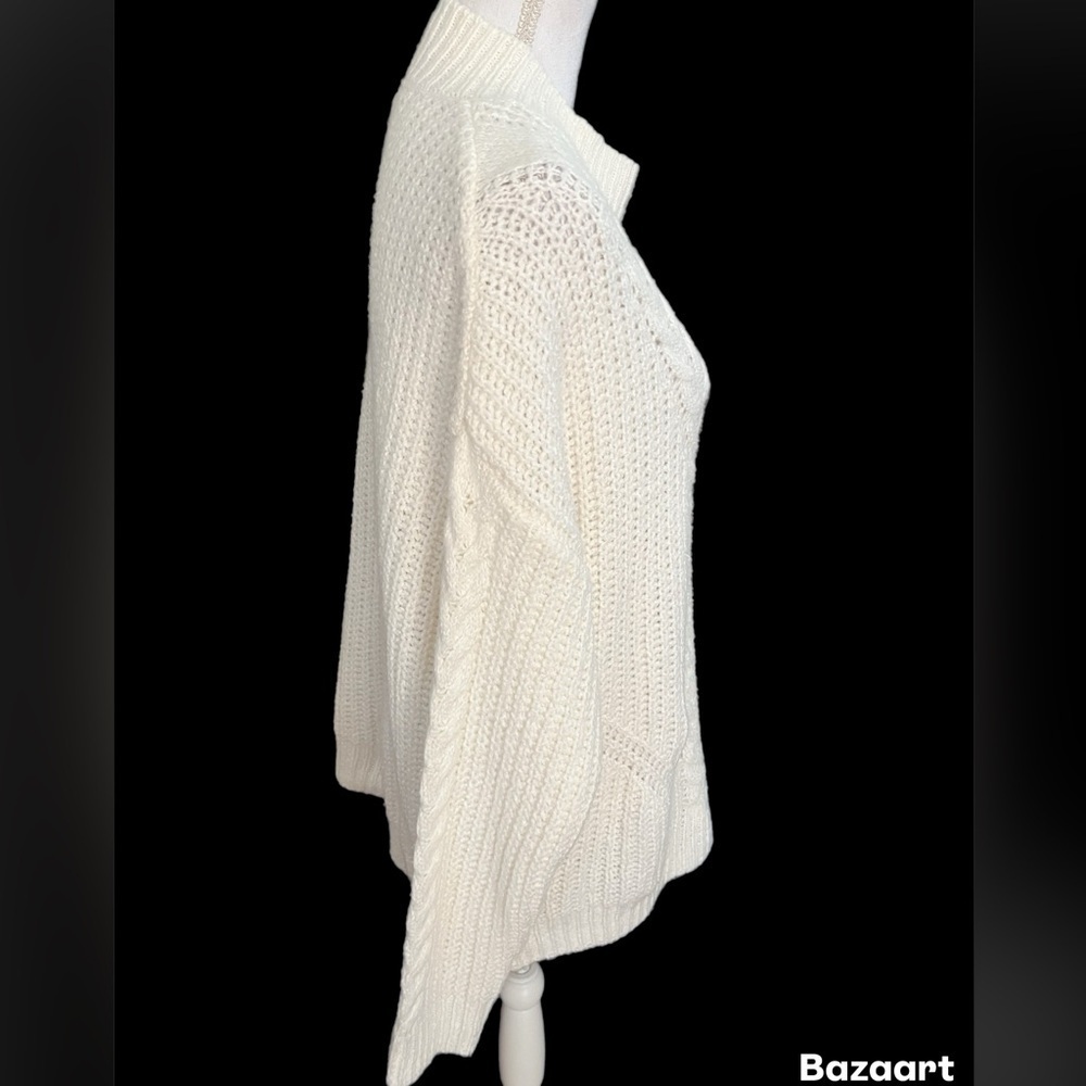 Time and Tru Women's Mix Stitch Sweater, Winter White, Size XL - Picture 3 of 5